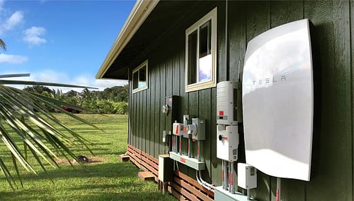 A powerwall installed by rising sun on a Maui Home