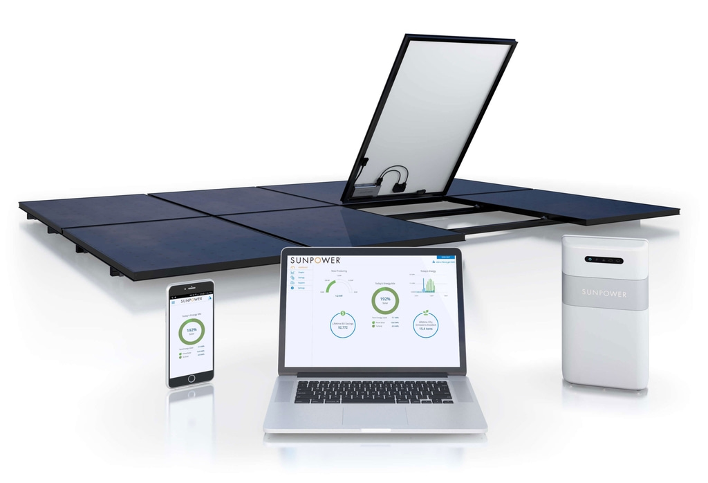 sunpower solar panel with computer and battery